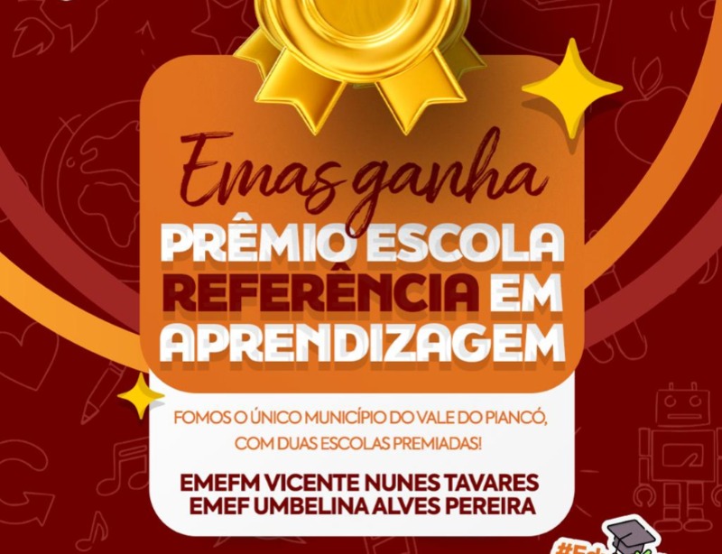 Emas conquista Pr�mio Escola Refer�ncia em Aprendizagem e recebe R$ 160 mil para duas unidades da rede municipal